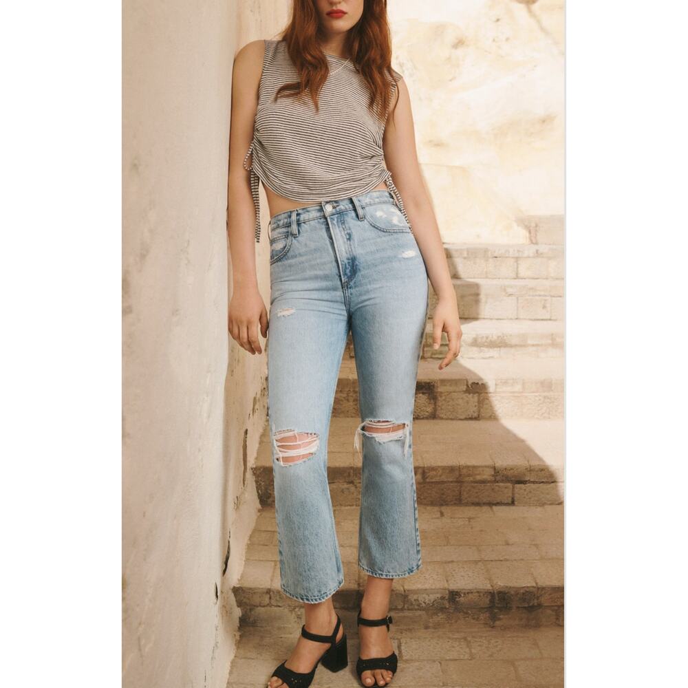 FRAME Le High N Tight Crop Mini Bootcut Jeans Sz 30 Ankle Capri Light Wash - Picture 1 of 8